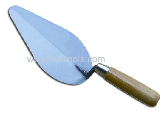 Bricklaying trowel with wooden handle