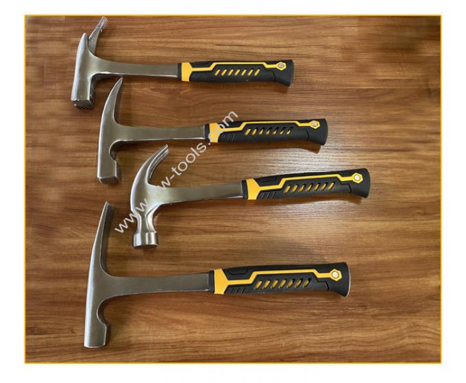 Mason's hammer with steel construction & shock reduction grip