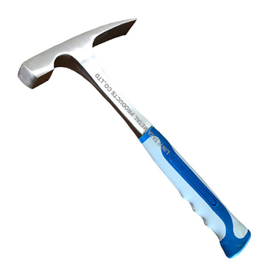 Mason's hammer masonary tool with forged steel construction &amp; shock reduction grip