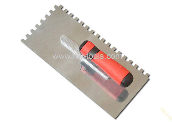 Plastering trowel with mirror polished tainless steel teeth blade rubber handle HW02222T