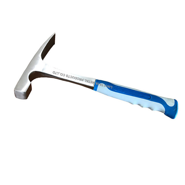 Mason's hammer masonary tool with forged steel construction &amp; shock reduction grip